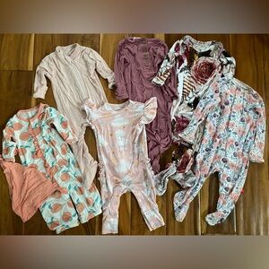 Baby Girl Bamboo Gown, Sleeper Pajamas, and Rompers Lot Size 0-3 Months